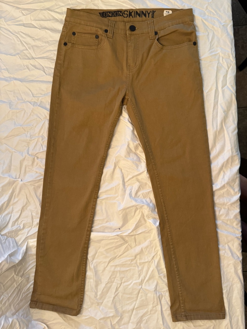 RSQ London Skinny Men’s 31x30 Jeans Pants Tan Khaki Camel Brown Cotton Skater